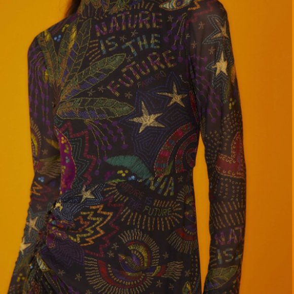 FARM Rio Black Amazonia Tulle Midi Dress - Picture 3 of 9